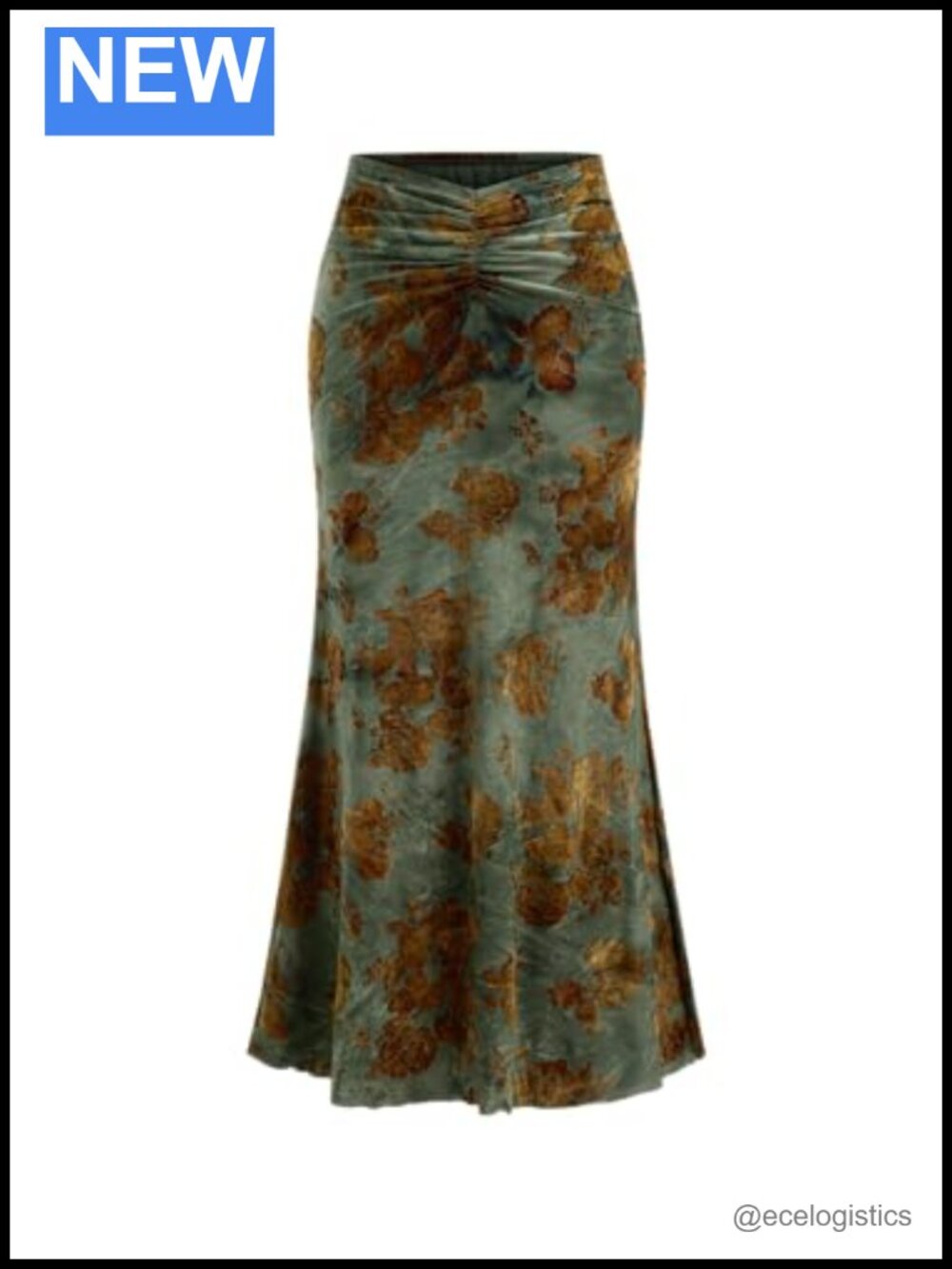 High Waist Mermaid Fishtail Ruched Bodycon Long Maxi Skirt Stretchy Floral